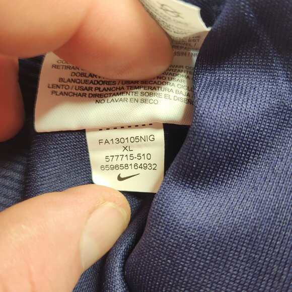 VTG Nike The Athletic Dept.  Warm Up Pants Dark Blue w/ Yellow Stripes Size XL - Picture 9 of 11